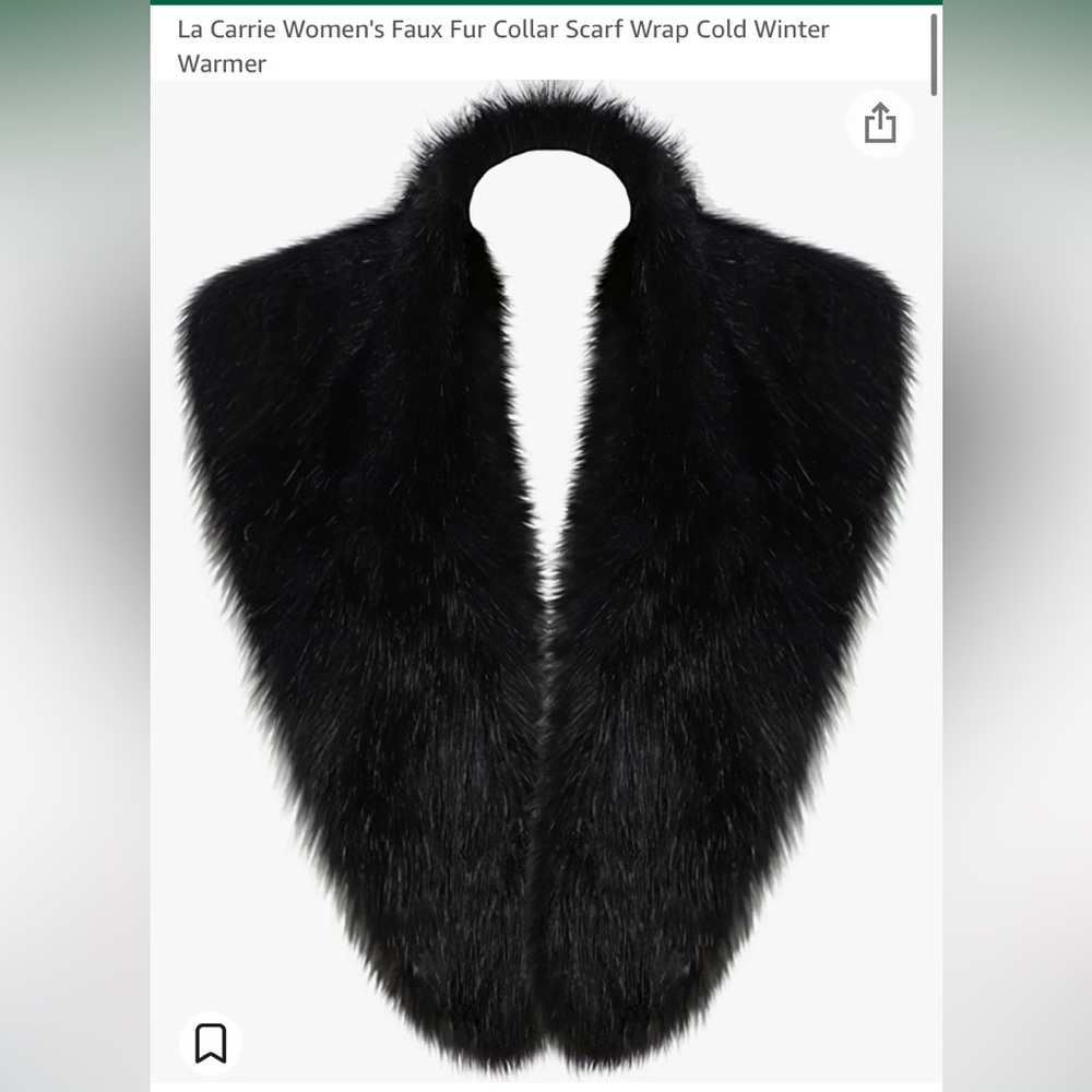 Black faux fur shawl wrap cowl collar scarf